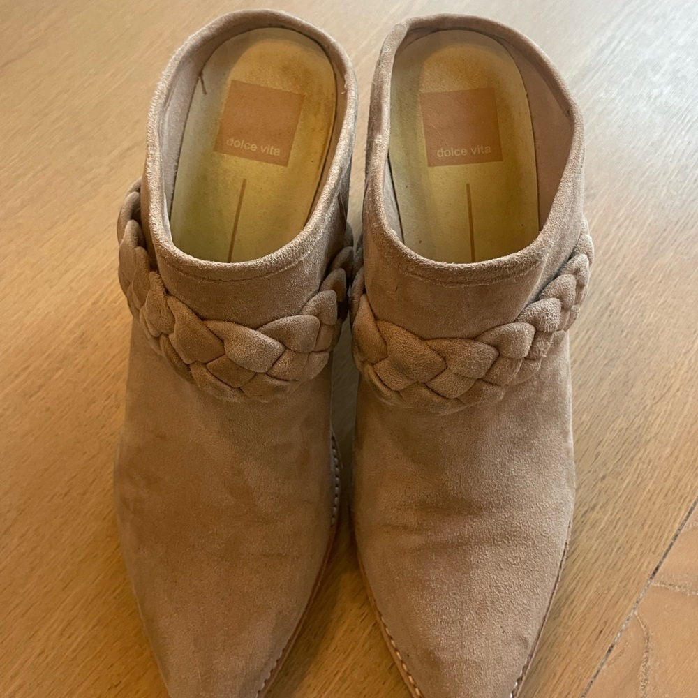 Dolce Vita Tan Braided Suede Mules